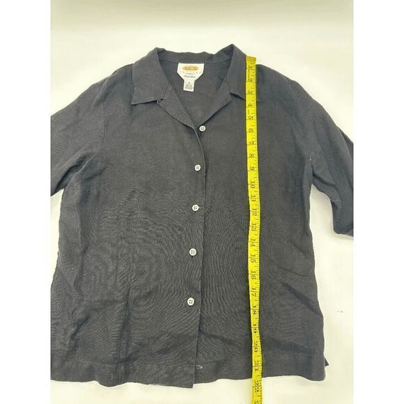 Talbots Women’s Linen Shirt Button Down Collared Sz 6 Long Sleeves Black - Picture 3 of 6